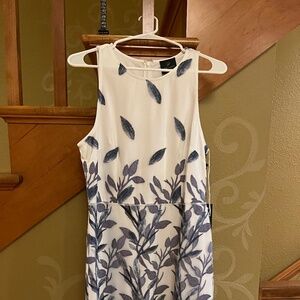 Adrianna Papell Leaf Embroidered A-Line Dress